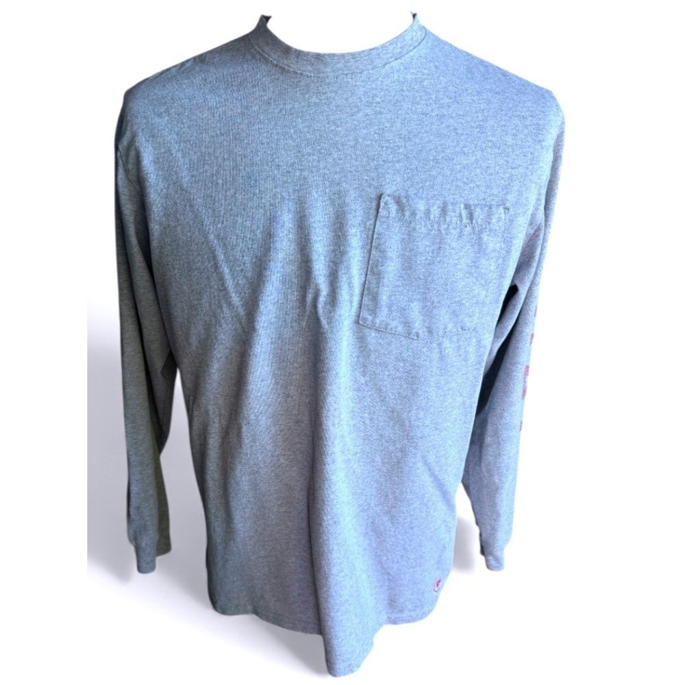 Ariat Mens Long Sleeve Pocket‎ T Shirt Flame Resistant Gray M M Logo Detail